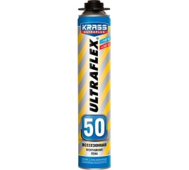 Пена монтажная KRASS ULTRAFLEX 50 пистолетная всесезонная 0,7л.  (Беларусь)