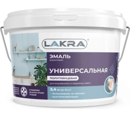 Лакра Эмаль акрил. универсальная Бел. п/глянец. 2,4кг