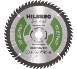 (*)Диск пильный Hilberg Industrial Дерево 185*20/16*60Т HW187