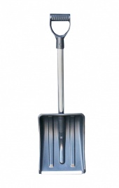 Лопата автомобильная пластмассовая 365*250 черная с ал. черенком и V-ручкой