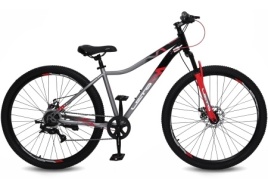 Велосипед 29" LETO ALMA, сталь, рама 17", 7-ск, серый/красный С29007