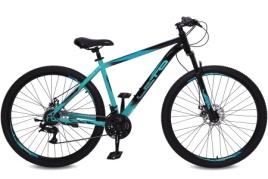 Велосипед 29" LETO FOX, сталь, рама 19", 21-ск, черный/бирюзовый С29001