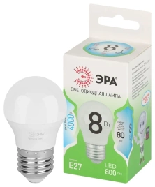 Лампа светодиодная ЭРА LED P45-8W-840-E27 R шар 8Вт нейтральный свет