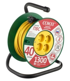 Удл-ль на катушке 4х40м б/з 1300Вт Союз