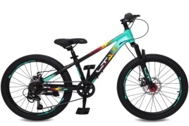 Велосипед 22" LTBIKE SKILL, алюминий, рама 11", 6-ск, черный/бирюзовый