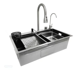 Мойка нерж врезная 750х450х220 т3,0 Черная HB7545FB+6 (+сифон, колландер, доска, 2 смес, дозатор)