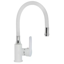 Aqwin Смеситель для кухни А40237-7 с картриджем, гибкий излив, белый