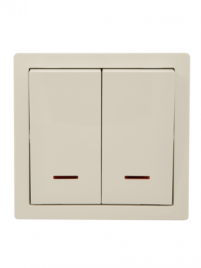 Lezard Выключатель о/у 2-х кл крем с подсветкой LETO 752-0300-112