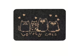 Коврик ComeForte "ВЕЛЮР" 60*90см Четыре кота серый