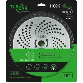 Нож для мотокосы TUSCAR ВВ1013, Standart, 255х25,4х40Т, Classic