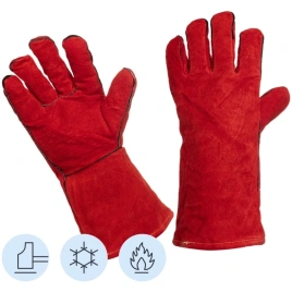 Крага сварщика спилковая пятипалая (тип Трек) КРАСНЫЕ АВ