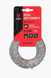 Леска для триммера витой квадрат 2,4 мм VERTEX 15 м (YK-777-2,4-15)