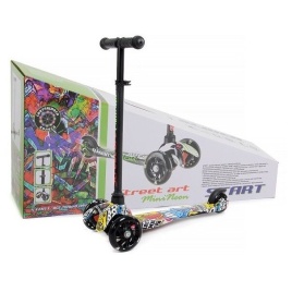 Самокат 3-х кол. "MiniNeon" 120/75, свет, принт, 1/6 SS1C1N