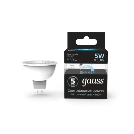 Лампа Gauss LED MR16 5Вт GU5.3 180-265D 4100K  диммируемая 101505205-D