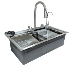 Мойка нерж врезная 750х450х220 т3,0 Сатин HB7545S+6 (+сифон, колландер, доска, 2 смес, дозатор)