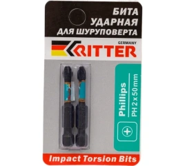 Бита Ritter Impact PH 2х50 мм (спец магнит-ограничитель)