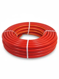 Шланг поливочный армированный, ТРЕ 1/2"х25м, красный с желтой полосой (77284-32)