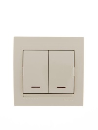 Lezard Выключатель с/у 2кл крем с подветкой DERIY 702-0303-112