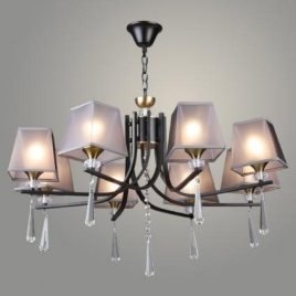 Люстра NH6444/8 BK+COP черный/медь/дымчатый абажур Е27