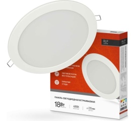 IN HOME Панель светодиодная круглая RLP-eco 18Вт 230В 4000К 1080Лм 225/205мм белая IP40