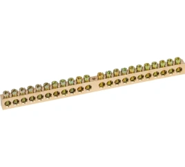 Шина PEN "земля-ноль" 6х9мм 12 отвер. латунь /крепеж по центру