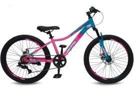 Велосипед 24" LETO ALMA, сталь, рама 12", 7-ск, розовый/голубой С24020