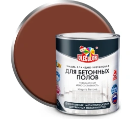 Олеколор Эмаль для бетонных полов алкидно-уретановая красно-коричневый 2,5кг