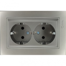 Lezard Розетка СП 2гн. с/з серый матов.  ZIMA 704-7400-127BQC