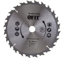 Диск пильный по дереву, спец.форма зуба 185х20х24 Т (37686)