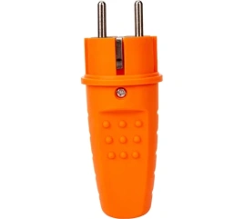 Вилка электрическая прямая оранжевая с/з (каучук) 1ф 16А 250В IP44 UNIVersal 3031