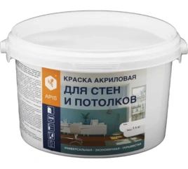 Краска акриловая APIS для стен и потолков белая 3кг