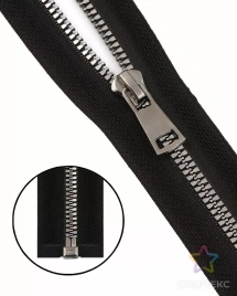 Молния "Трактор"№5, 1замок 78см черный/т.никель 43445