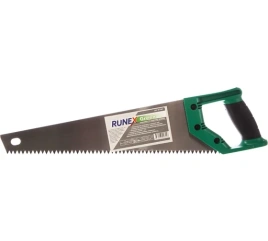 Ножовка по сырой древесине 400 мм прямой крупный зуб, 3,5 з/д, 2-хкомп. рук. "Runex Green" 577441