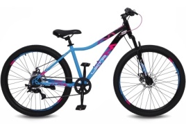 Велосипед 27,5" LETO ALMA, сталь, рама 16", 7-ск, голубой/черный С27005