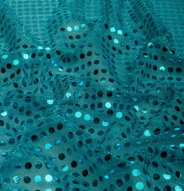 Трикотажн. полотно Пайетка МОНЕТКА , бирюз.-голуб.(100%полиэстер)