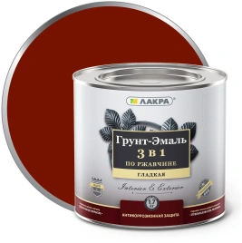 Лакра Грунт-эмаль 3в1 Красно-коричневый 1,7кг