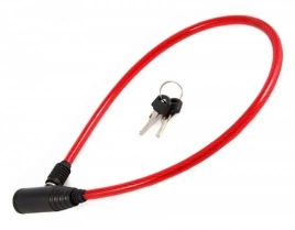 Замок велосипедный 8*650мм, красный тросик VS101.101 red