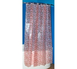 Шторка для ванной PEVA эконом 180х180 розовая с кольцами