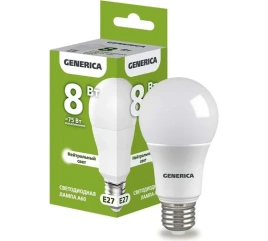 АКЦИЯ Лампа светодиодная А60 12Вт Е27 4000К GENERICA LL-A60-12-230-40-E27-G