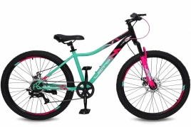 Велосипед 26" LETO ALMA, сталь, рама 15", 7-ск, зеленый/черный С26022