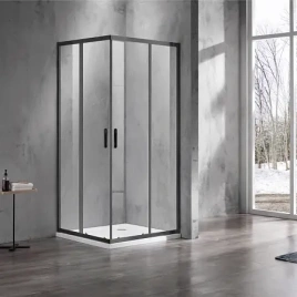 AZ-ND1142 MILTON Душ.ограждение 900х900х2000, без поддона (угловой вход, 2 двери), профиль черный