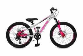 Велосипед 22" LETO DRAGON, сталь, рама 11", 6-ск, серый/розовый С22003