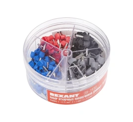 REXANT Набор втулочных наконечников двойных НШВИ2 (2*0,75, 2*1, 2*1,5, 2*2,5) бокс ТЕ-200