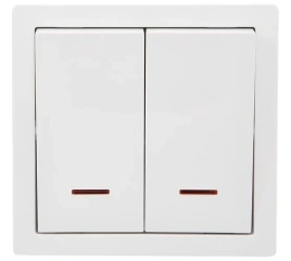 Lezard Выключатель о/у 2-х кл белый с подсветкой LETO 752-0200-112