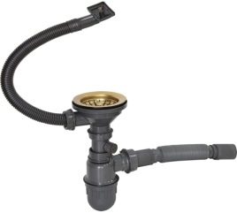 Сифон 3 1/2 *40 с прямоуг.переливом и гофрой MIXLINE PRO (Золото) 