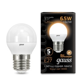 Лампа Gauss LED Glode-dim E27 7W 3000K  stepдиммируемая 105102107-S