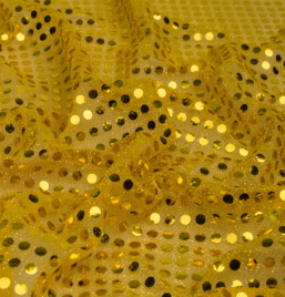 Трикотажн. полотно Пайетка МОНЕТКА , желтый.(100%полиэстер)