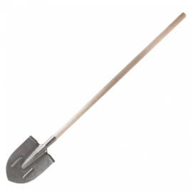 Лопата штыковая (К-4) серый-лак усил. с двумя пазами "рельсовая сталь"