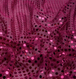 Трикотажн. полотно Пайетка МОНЕТКА , фуксия.(100%полиэстер)