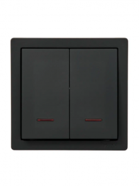 Lezard Выключатель о/у 2-х кл черный бархат с подсветкой LETO 752-4200-112